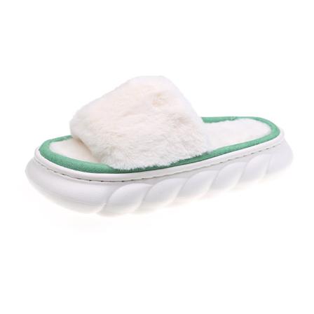 Kvinnor Slip On Fuzzy Tofflor Öppen Toe Plysch Tofflor