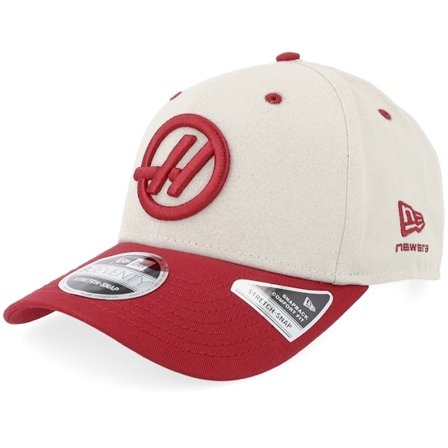 New Era - Motor Beige adjustable Cap - Haas F1 26 Wordmark 9SEVENTY Stone/Red Adjustable @ Hatstore