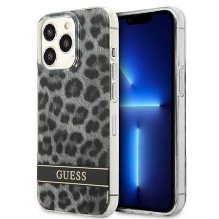 Guess GUHCP13LHSLEOK iPhone 13 Pro / 13 6.1" harmaa/harmaa kovakotelo Leopardille