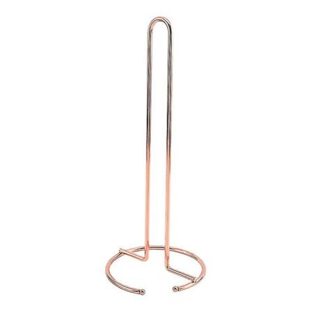 Stående toalettpapirholder i rustfritt stål med metallbelegg (33 x 12,8 cm) for kjøkken, toalett, bad (rose gull)