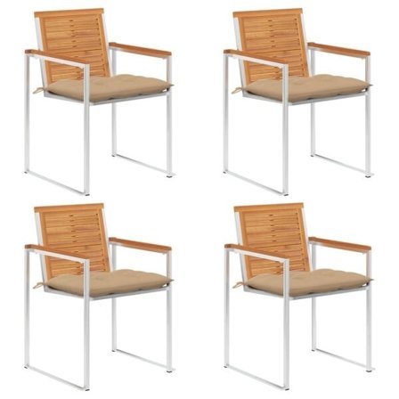 vidaXL Trädgårdsstolar med dynor 4 st massivt akaciaträ