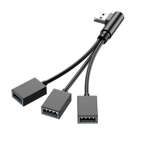 USB-jakaja Hub mobiilivirralle, autolle, tietokoneelle USB-uros - naaras latauskaapeli Datakaapelin jatkojohto sovitin null - Vasen taivutus