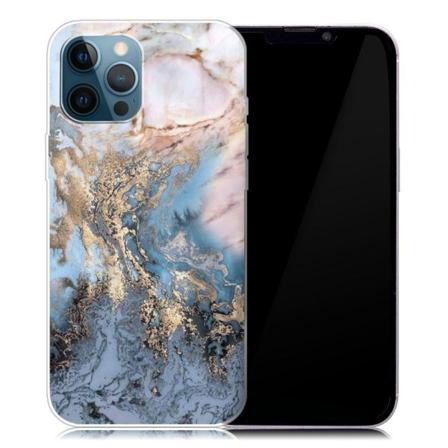 Marmormotiv iPhone 13 Pro Max skal - Blåaktig Guldmarmor multifärg