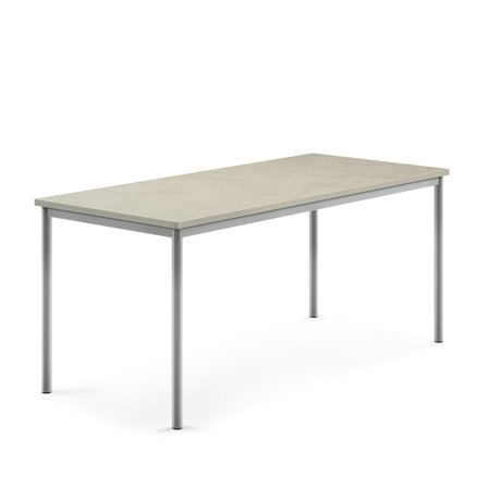 Desk SONITUS, 1800x800x760 mm, light grey linoleum, alu grey