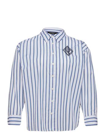 Striped Logo Cotton Broadcloth Shirt Patterned Lauren Women