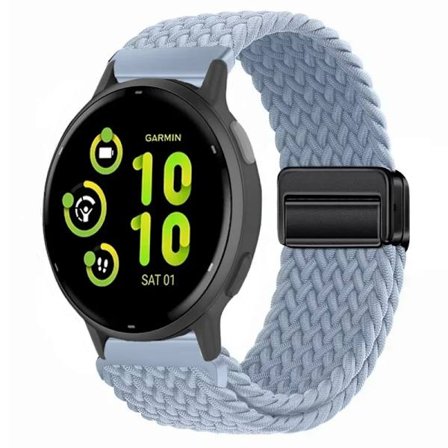 20/22 mm nylonarmband kompatibelt med Garmin Forerunner 55 165 265 965 255, magnetiskt flätat andningsbart band kompatibelt med Garmin Active 5/Venu 3
