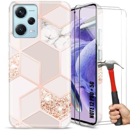 Etui til Xiaomi Redmi Note 12 Pro Plus 5G med 2 hærdede briller - Slank og elegant beskyttelsesbestandig Pink