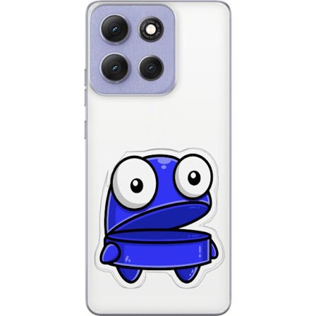 Kompatibel Mobilcover til Motorola Motorola Moto G86 Blå tegneseriefigur med åbent udtryk og store øjne i sjov illustration