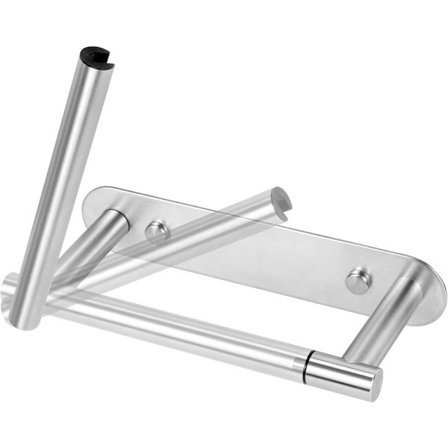 WC-paperiteline – 2-in-1 Itsekiinnittyvä tai Ruuvattava | Ruostumaton teräs kylpyhuoneeseen, pidike rullalle ja lisärullille