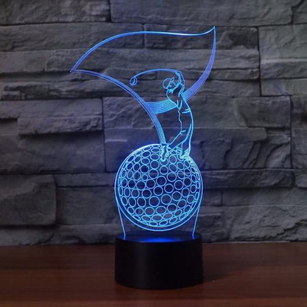 3D Golf Nattlampa Touch Bordsskiva Optisk Illusion Lampor 7 Färgväxlande Ljus Heminredning Jul Födelsedagspresent