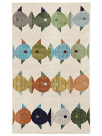Small Fugl Og Fisk Rug - Beige/Multicolor 100X160