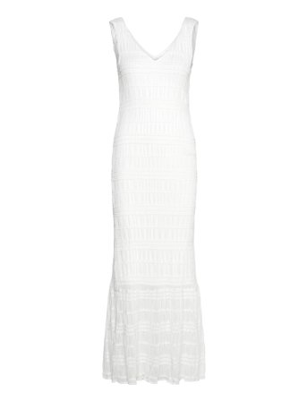 Vihilma V-Neck S/L Maxi Dress/Br/Dc White Vila