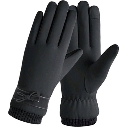 hansker vinter - damer - Touchscreen - svart - one-size - vindtett - vanntett - hansker for vinter - hansker oppvarmet