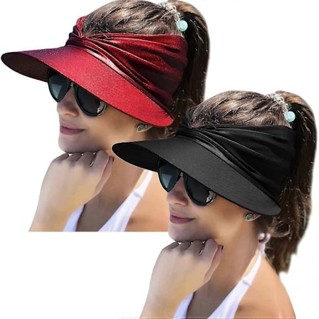 2-pack Damsolskärm Hatt Bred Brätte Sommar UPF 50+ UV-skydd Strand Sportkeps