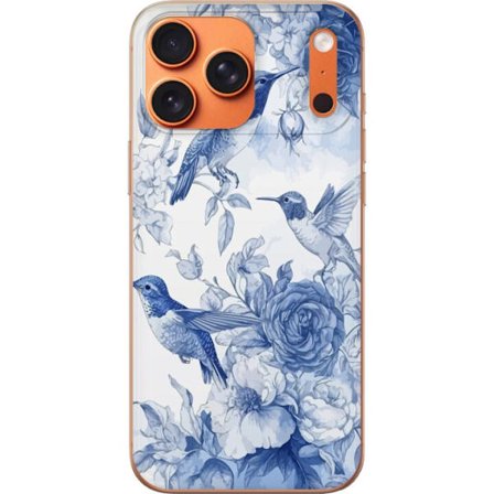 Kompatibel Mobilcover til Apple Apple iPhone 17 Pro Max Fugle og blomster blå romantiskt mønster