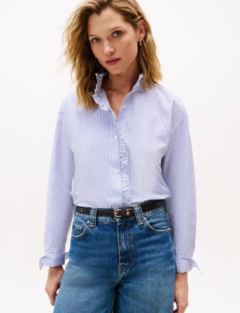 Tommy Hilfiger Poplin Ruffle Shirt - Blue - 38