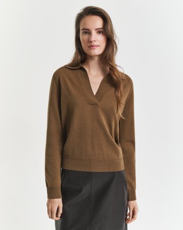 GANT Damen Superfine Lambswool Rugger (L) Khaki