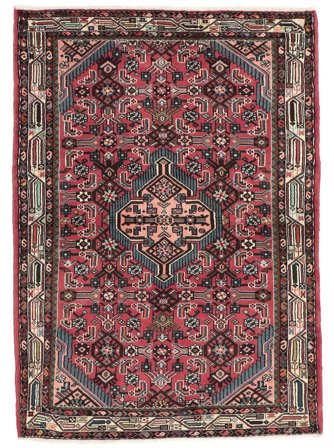 105X145 Alfombra Oriental Hosseinabad Rojo Oscuro/Negro (Lana, Persia)