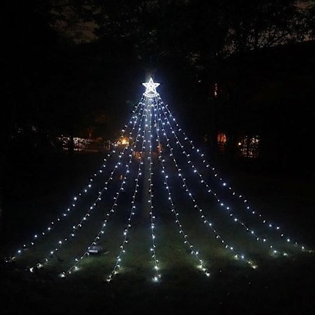 Udendørs Juledekorationer, 3,5M Julestjerne Lys LED Vandfald Julelys Juletræ Lys Udendørs Lysstreng til Jul