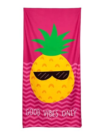 Puckator Good Vibes Only Pineapple Microfibre Beach Towel - Multi/patterned - ONE SIZE