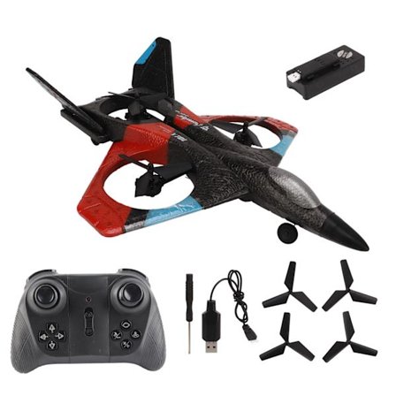 RC Flyvemaskine med LED-lampe 2.4GHZ Super Fjernstyret Sejlbåd til Drenge Piger Fødselsdagsgaver Rød Enkelt Batteri