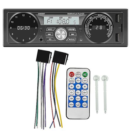 1din bilstereo Mp3-spiller i dash-bilradio Bluetooth Usb/Aux-in lading med klokke og temperatur