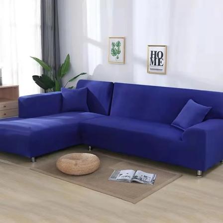 Enfärgade sofföverdrag för vardagsrum Elastisk cover L-formad cover Slipcover Stolskydd 1/2/3/4 sits Sapphire blue 2-seat 145-185cm