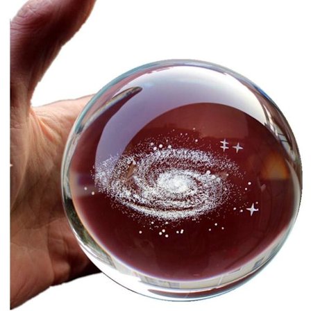 3D Mælkevejen Galakse 80mm Krystal Glas Kugle med Krystal Base