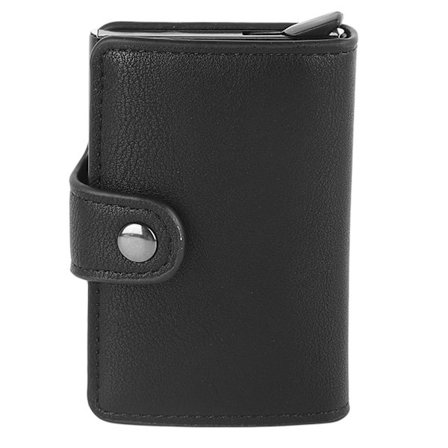 PU-nahkainen korttikotelo lompakko soljella Bifold RFID-esto, minimalistinen ohut luottokorttikotelo miehille ja naisille