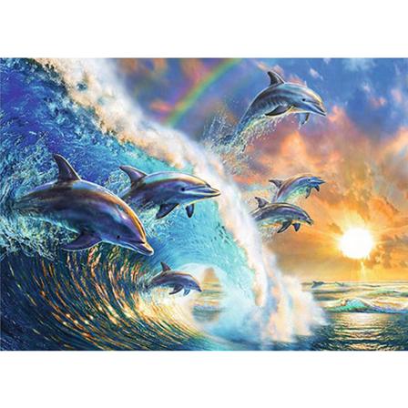 30x40 cm, delfin 5d diamantmålad rhinestones broderad duk