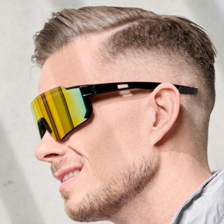 Gafas de sol Deportivas Envolventes en Negro y Naranja para hombres - Gafas de sol deportivas