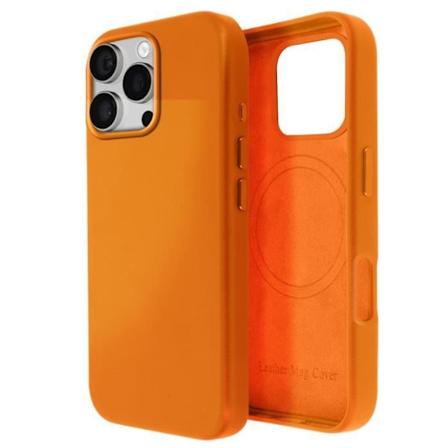 MagSafe Cover til iPhone 16 Pro i højkvalitets vegansk læder orange Orange