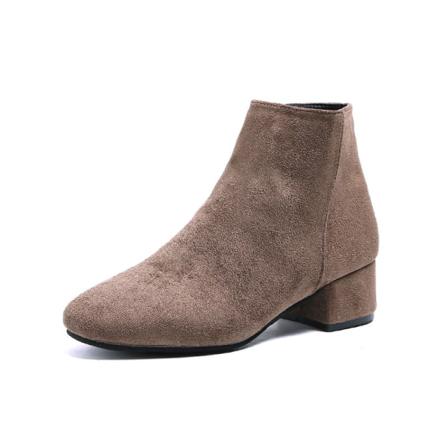 Damsidestövlar Med Dragkedja Faux Mocka Vintage Chunky Heel Bootie