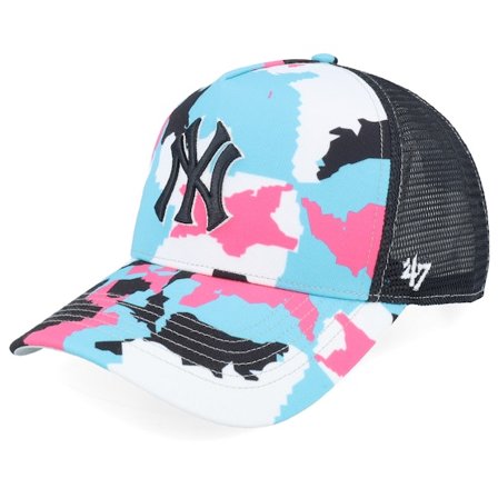 47 Brand - MLB Camo trucker Lippis - New York Yankees MLB Star 47 Offside Dt Blue Camo/Black A-frame Trucker @ Hatstore
