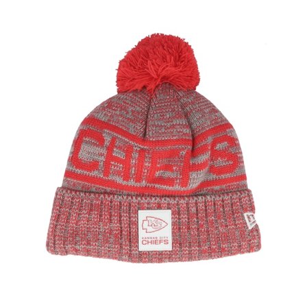 New Era - Rojo pom Beanie - Kansas City Chiefs NFL 25 Sideline Cold Weather Sport Knit Red/Grey Pom @ Hatstore