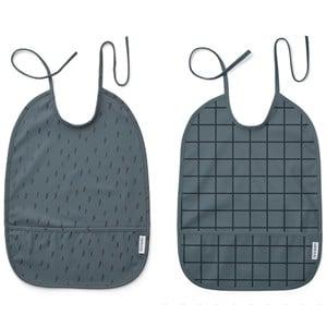 Liewood Lai bib print - 2 pack Check/graphic stroke whale blue mix One Size - Baby feeding - One size - Blue