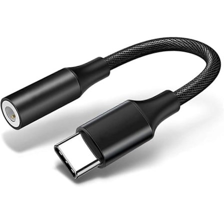 Nylon USB-C till 3,5 mm hörlursadapter, USB Type C Jack Audio DAC Hi-Res Chipset