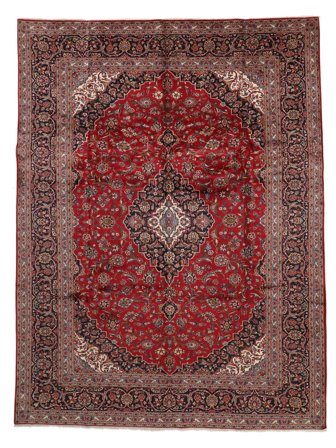 Hand Knotted Keshan Rug 300X390 Wool Dark Red/Black Large
