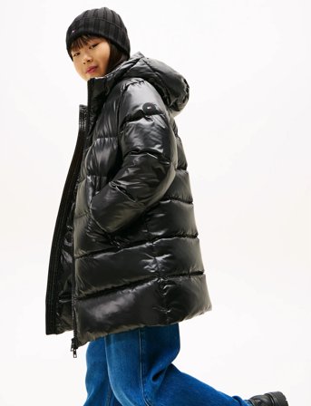 Tommy Hilfiger Essential Long Down Jacket - Black - 128