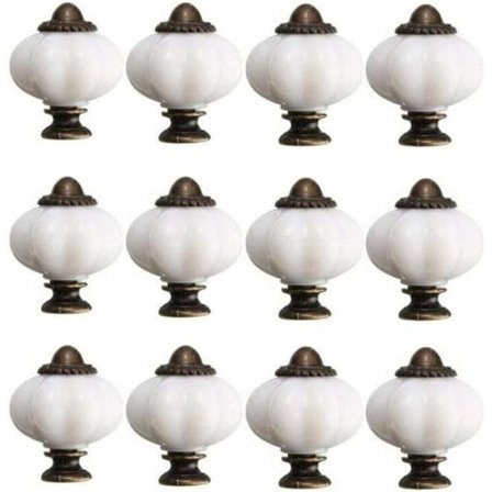 12 stk Skapknotter 30 mm Vintage skapdørknotter Keramisk dørknott med 12 skruer Hvit porselensskapknott kompatibel med skuff