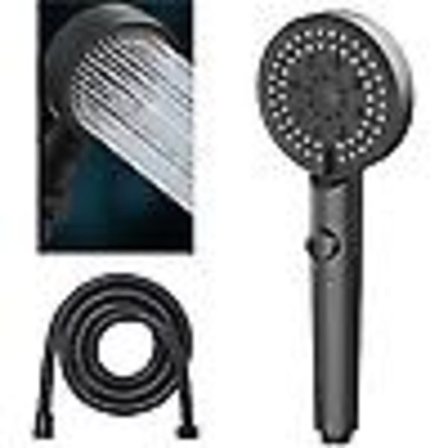 Modes Vannbesparende Dusjhode, Justerbart Dusjhode, Ett-Knapps Avstenging, Baderomsdusjhode, Universelt Vannbesparende Dusjhode (Svart)