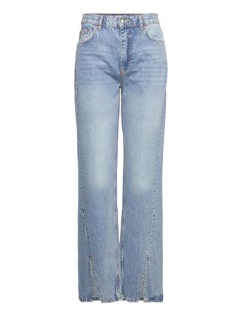 Long Wide Slit Jeans Blue Gina Tricot