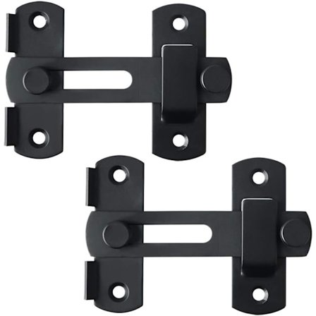 2 st Dörrlås Vridlås Hasp Dörrlås Rostfritt Stål Hasp Lås Matt Svart med Skruvar för Dörr, Fönster, Skåp och Trädgård