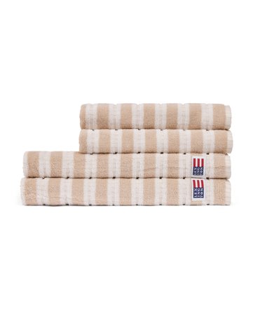 Lexington Stripet frotte håndkle, lysebeige/offwhite