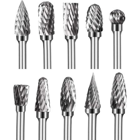 10-osainen kaksoisleikattu volframikarbiditeräsetti 1/8” pyörivä teräsetti 6 mm teroituspää