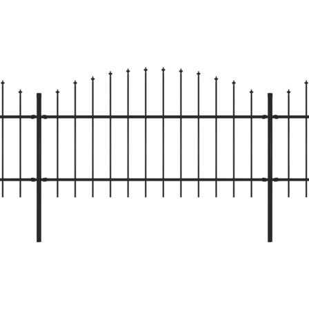 Vidaxl Trädgårdsstaket Med Spjuttopp Stål (1-1,25)x15,3 M Svart Svart