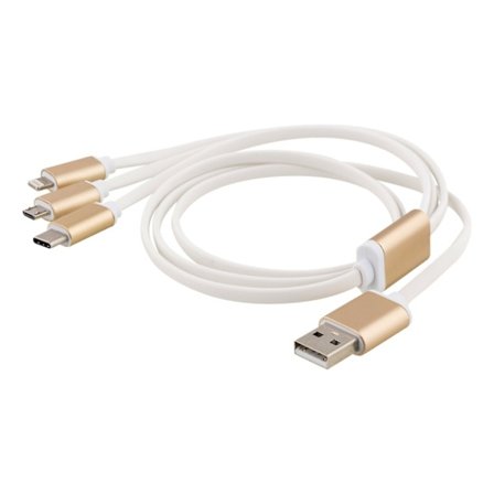 EPZI Multiladdare, USB-C, Lightning, Micro USB, USB-A, 1m, vit