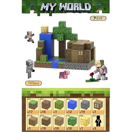 Byggeklodser, inklusive 107 seks-sidede magnetiske legetøj med 3 dukker (Creekside Cabin)