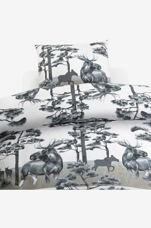 Borganäs of Sweden - 2-Dels Set Älg - Grå - Påslakanset - 150X210 - Från Homeroom