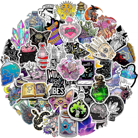 Magic Potion Stickers, 50 st Witchy Apothecary-klistermärken för vattenflaska, estetiska vinylklistermärken för laptop skateboard telefon barn 